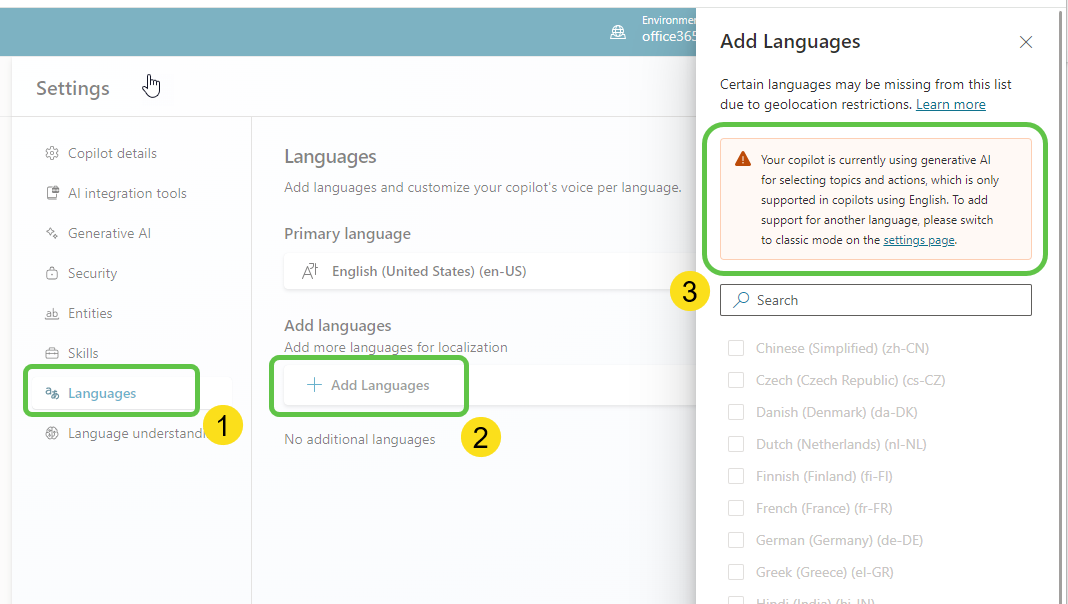 Language Settings